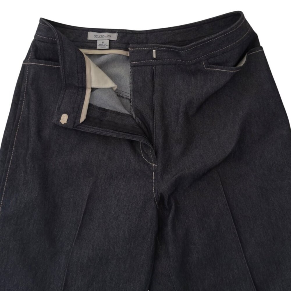 Studio Jax Pants Size 6 Dark Denim Tailored Straight Leg Vintage Y2K Canada Made - Picture 5 of 13